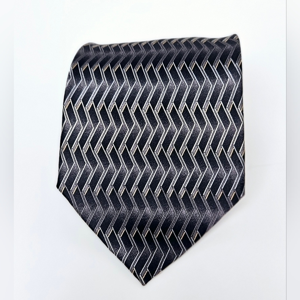 Premium Collection Silk Necktie Purple Gray Geometric Business Tie